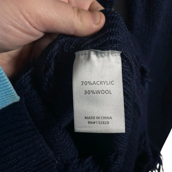 NWOT Lovers + Friends Keeney Distressed Sweater Dress in Navy Blue Size S - Picture 14 of 15